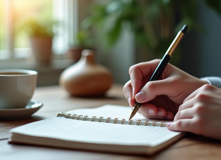 Mindful writing meditation session for creative wellness